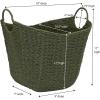 Household Essentials Natural Paper Rope Basket with Handles, Natural Woven Woven Storage Basket, Great for Decoration or Organization(Green Paper Rope)