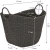 Household Essentials Natural Paper Rope Basket with Handles, Natural Woven Woven Storage Basket, Great for Decoration or Organization(Grey Paper Rope)