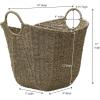 Household Essentials Natural Paper Rope Basket with Handles, Natural Woven Woven Storage Basket, Great for Decoration or Organization(Natural Seagrass)