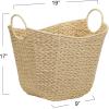 Household Essentials Natural Paper Rope Basket with Handles, Natural Woven Woven Storage Basket, Great for Decoration or Organization(White Paper Rope)