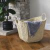 Household Essentials Natural Paper Rope Basket with Handles, Natural Woven Woven Storage Basket, Great for Decoration or Organization(White Paper Rope)
