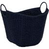 Household Essentials Natural Paper Rope Basket with Handles, Natural Woven Woven Storage Basket, Great for Decoration or Organization(Blue Paper Rope)