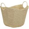 Household Essentials Natural Paper Rope Basket with Handles, Natural Woven Woven Storage Basket, Great for Decoration or Organization(White Paper Rope)