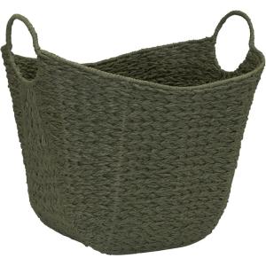 Household Essentials Natural Paper Rope Basket with Handles, Natural Woven Woven Storage Basket, Great for Decoration or Organization(Green Paper Rope)