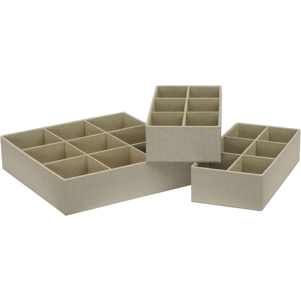 image:imageHousehold Essentials 3 Piece Drawer Organizers Starter Set BlackCream