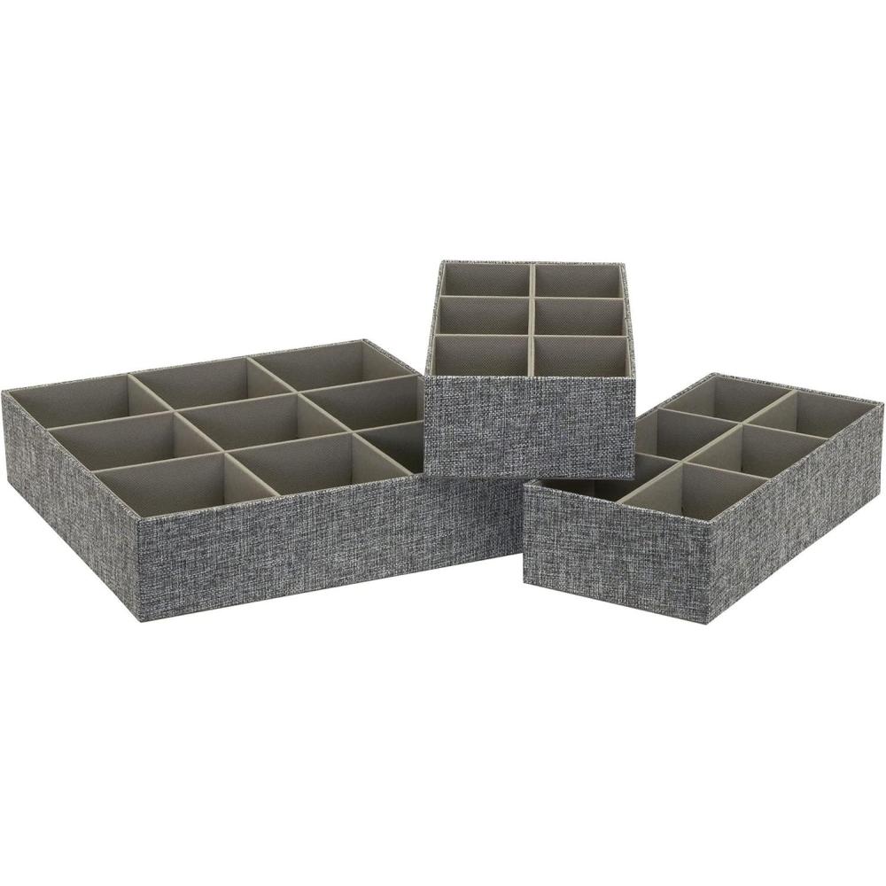 image:imageHousehold Essentials 3 Piece Drawer Organizers Starter Set BlackGraphite