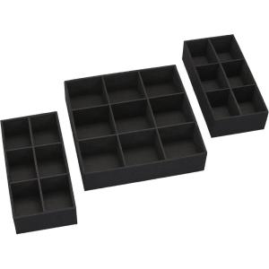 Household Essentials 3 Piece Drawer Organizers Starter Set, Black(Black)