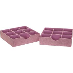Household Essentials Pink 9 Section Deep Drawer Organizer Boxes for Storage | 2pc Set