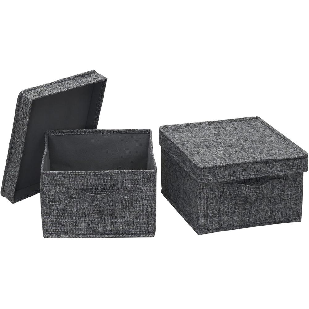 image:imageHousehold Essentials Medium Fabric Storage Bins with Lids Graphite Set of 2Graphite