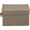 Household Essentials Medium Fabric Storage Bins with Lids, Graphite, Set of 2(Latte)