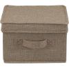 Household Essentials Medium Fabric Storage Bins with Lids, Graphite, Set of 2(Latte)