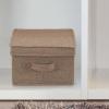 Household Essentials Medium Fabric Storage Bins with Lids, Graphite, Set of 2(Latte)