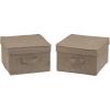 Household Essentials Medium Fabric Storage Bins with Lids, Graphite, Set of 2(Latte)