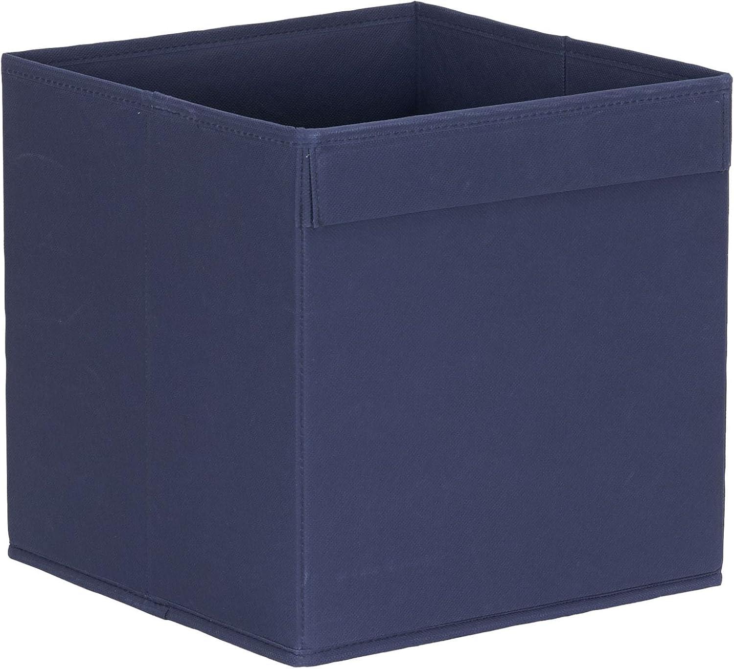 image:imageHousehold Essentials Foldable Storage Cubes Set of 6 Bins for Cube Organizer Shelves Black with Lip Pull HandleNavy Blue