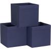 Household Essentials Foldable Storage Cubes, Set of 6 Bins for Cube Organizer Shelves, Black with Lip Pull Handle(Navy Blue)