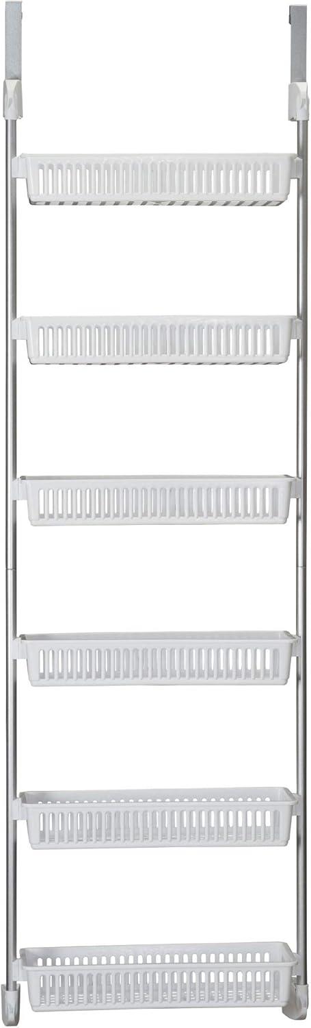 image:imageHousehold Essentials Over the Door Storage Rack 6 Basket Door Organizer Great for Use in Pantry as Spice Rack GrayWhite