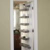 Household Essentials Over the Door Storage Rack, 6 Basket Door Organizer, Great for Use in Pantry as Spice Rack, Gray(Grey)