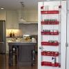 Household Essentials Over the Door Storage Rack, 6 Basket Door Organizer, Great for Use in Pantry as Spice Rack, Gray(Red)