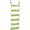 Household Essentials Over the Door Storage Rack, 6 Basket Door Organizer, Great for Use in Pantry as Spice Rack, Gray(Lime)