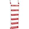 Household Essentials Over the Door Storage Rack, 6 Basket Door Organizer, Great for Use in Pantry as Spice Rack, Gray(Red)